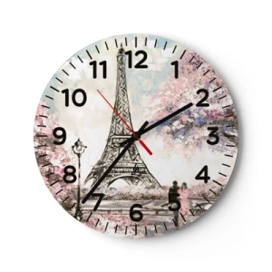 Reloj de pared - Reloj de vidrio - Un paseo por París en abril - 30x30 cm
