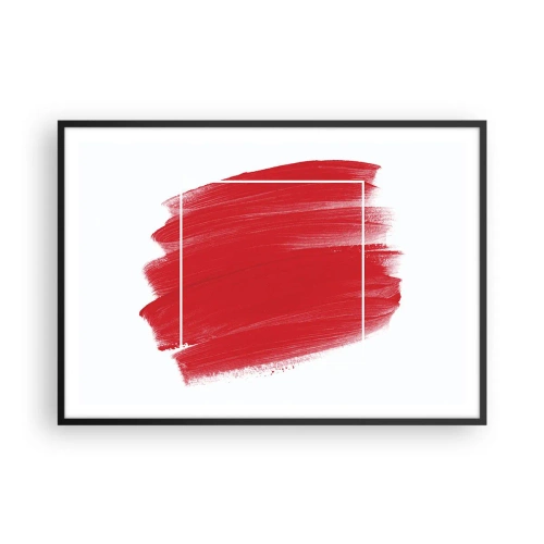 Póster en marco negro - Trazo de pincel rojo con borde blanco - 100x70cm - Fuera del marco - Decoración de pared moderna para salón y dormitorio ARTTOR