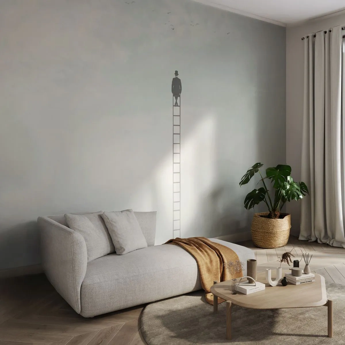 Fotomural Premium Canvas - Hacia lo más alto - Abstracción, Hombre, Pedazo - 250x175 cm