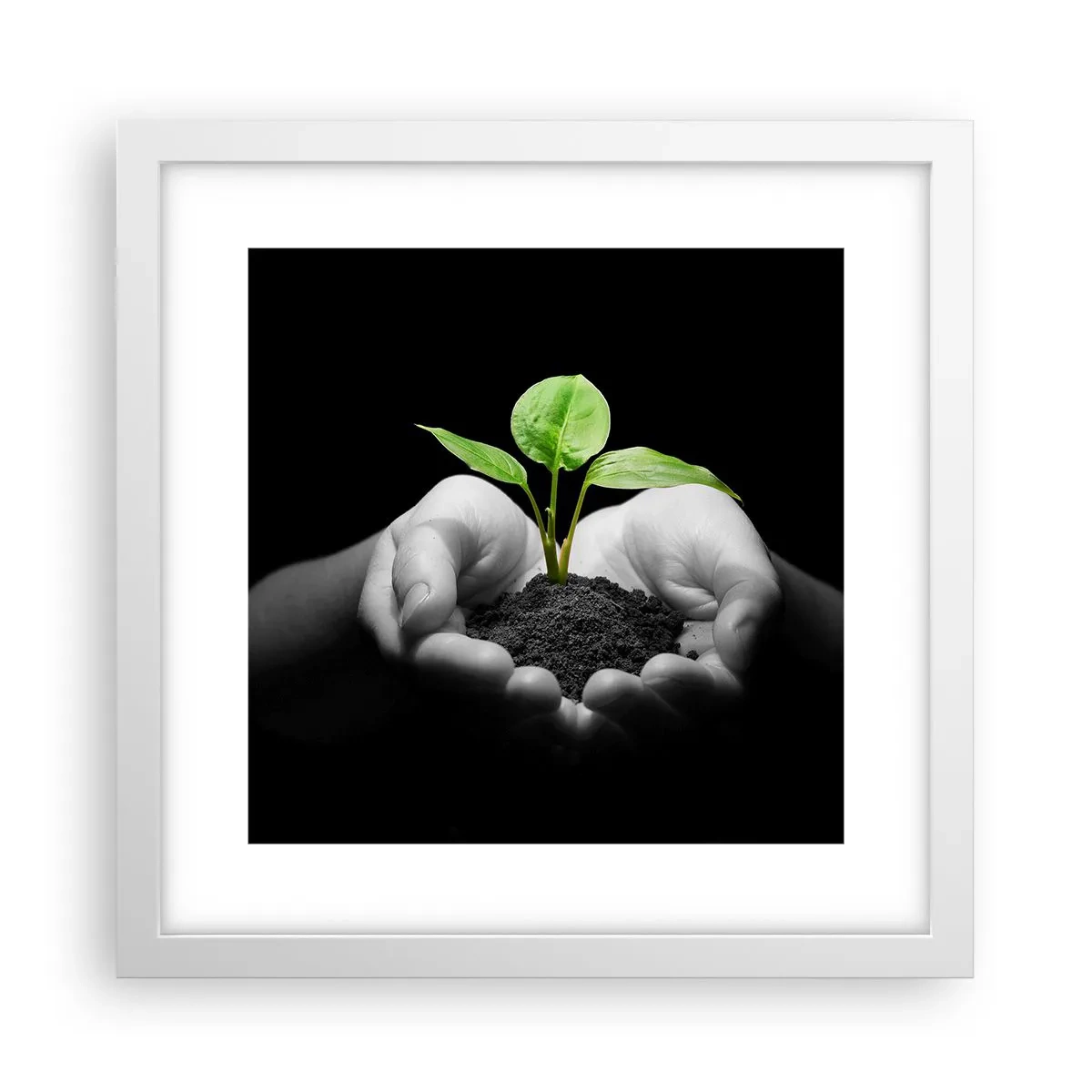 Póster en marco blanco - Amo la naturaleza, la protejo - 30x30 cm