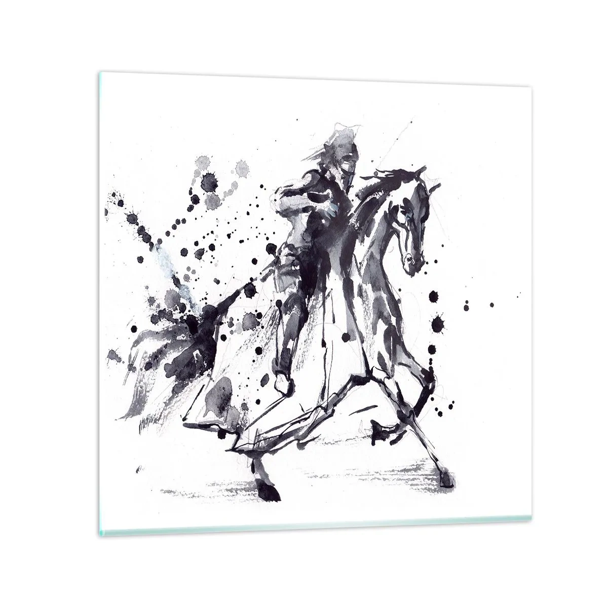 Cuadro sobre vidrio - Impresiones sobre Vidrio - Caballero negro - 70x70 cm