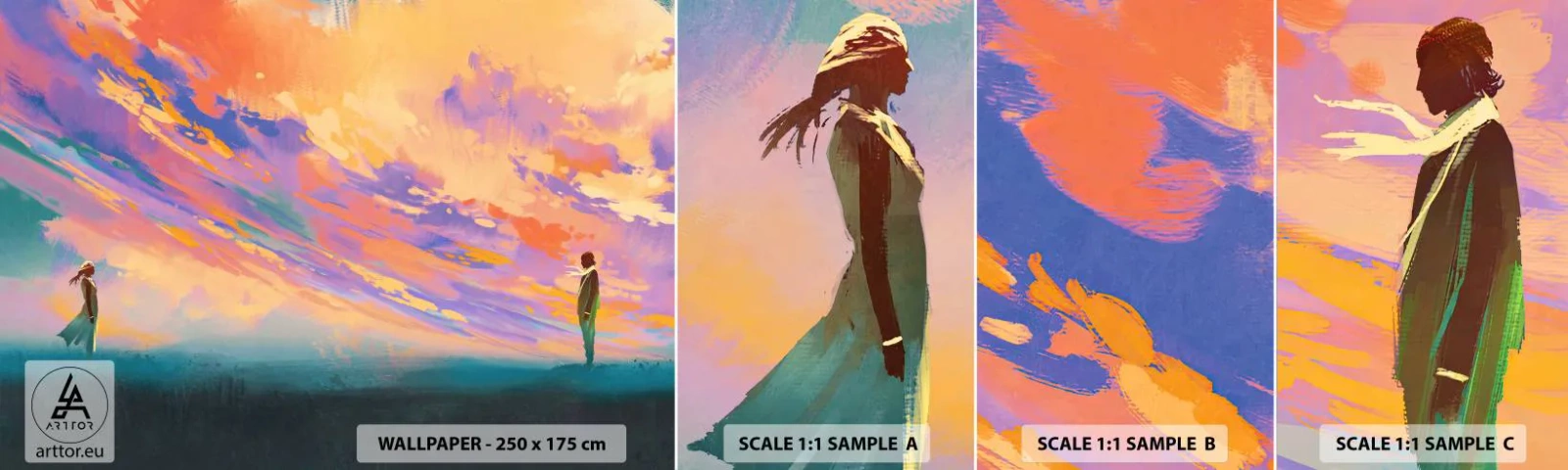 Muestra de fotomural autoadhesivo Deluxe Sticker - Fuerza de atracción - Abstracción, Mujer y hombre, Pedazo - 100x30 cm