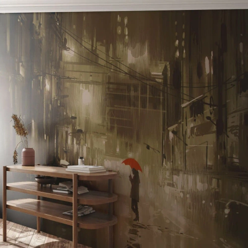 Fotomural Premium Sand - Soledad en la urbe - Ciudad, Mujer, Arquitectura - 350x256 cm