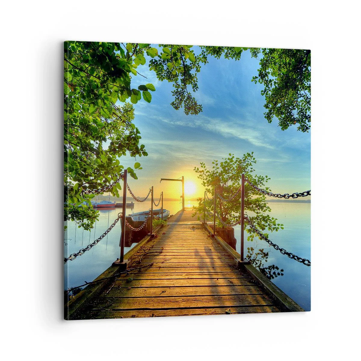 Cuadro sobre lienzo - Impresión de Imagen - Atardecer junto al agua - 60x60 cm