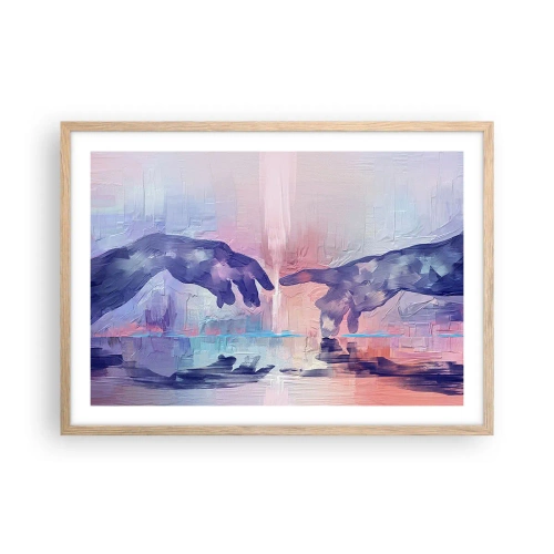 Póster en marco roble claro - Chispa divina de vida - 70x50 cm