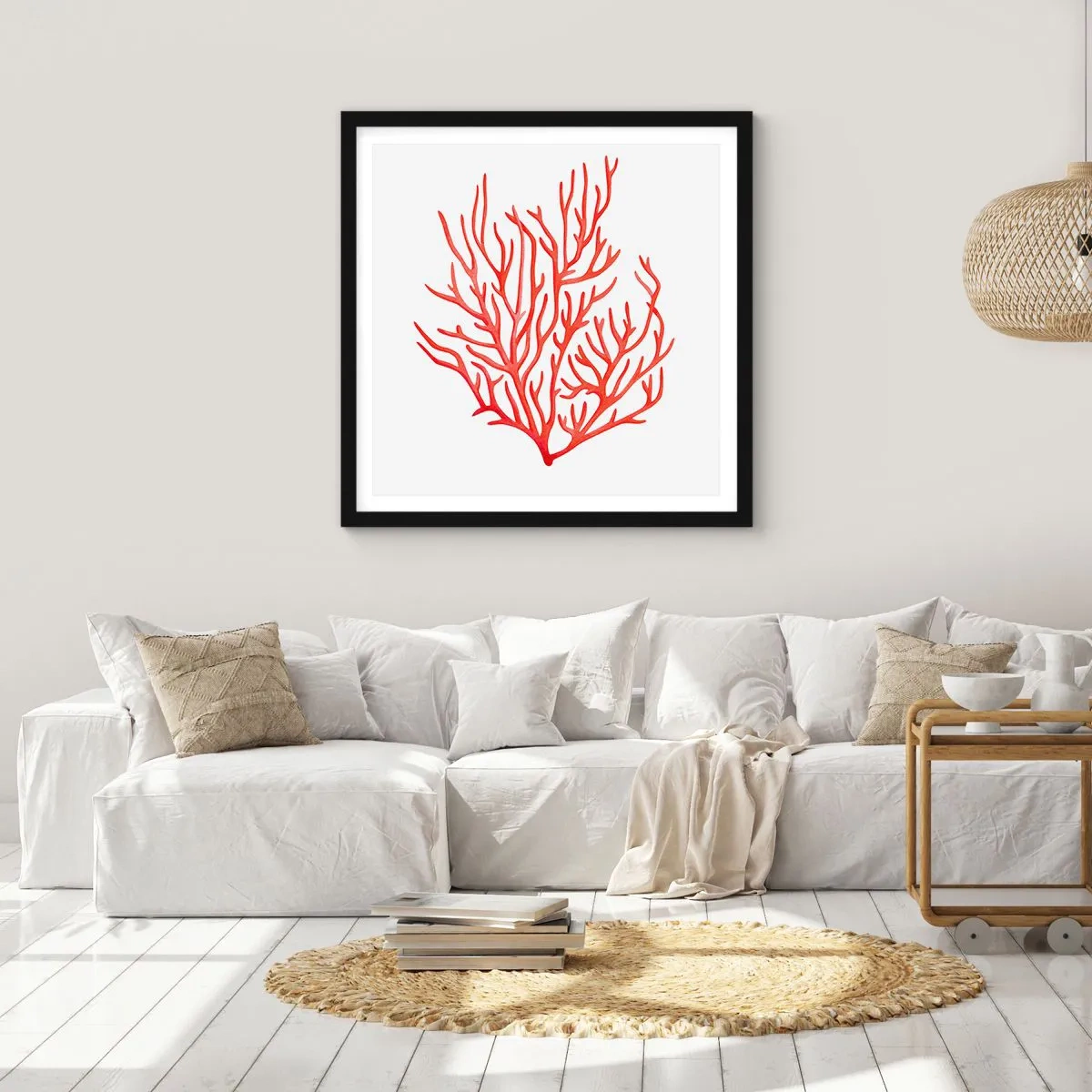 Póster en marco negro - Filigrana de coral - 30x30 cm