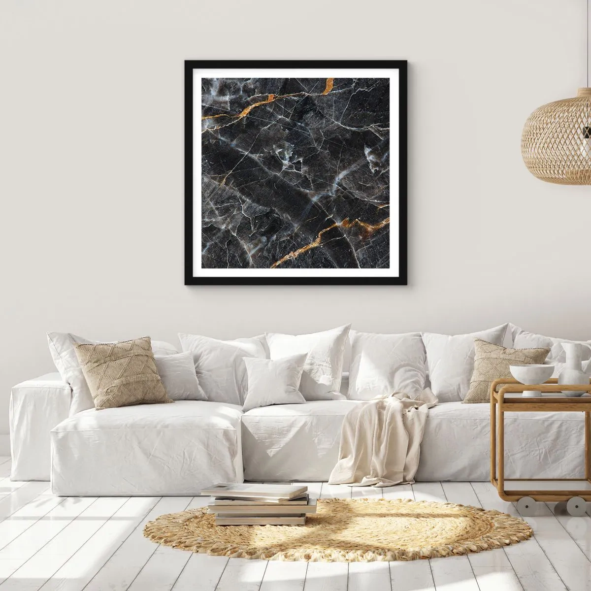 Póster en marco negro - La vida interior de la piedra - 50x50 cm