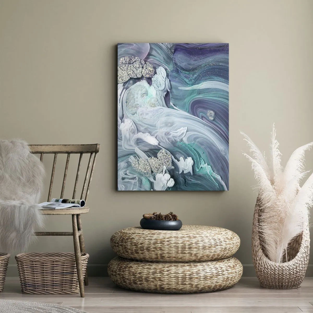 Cuadro sobre lienzo - Impresión de Imagen - Corrientes de azul - 65x120 cm