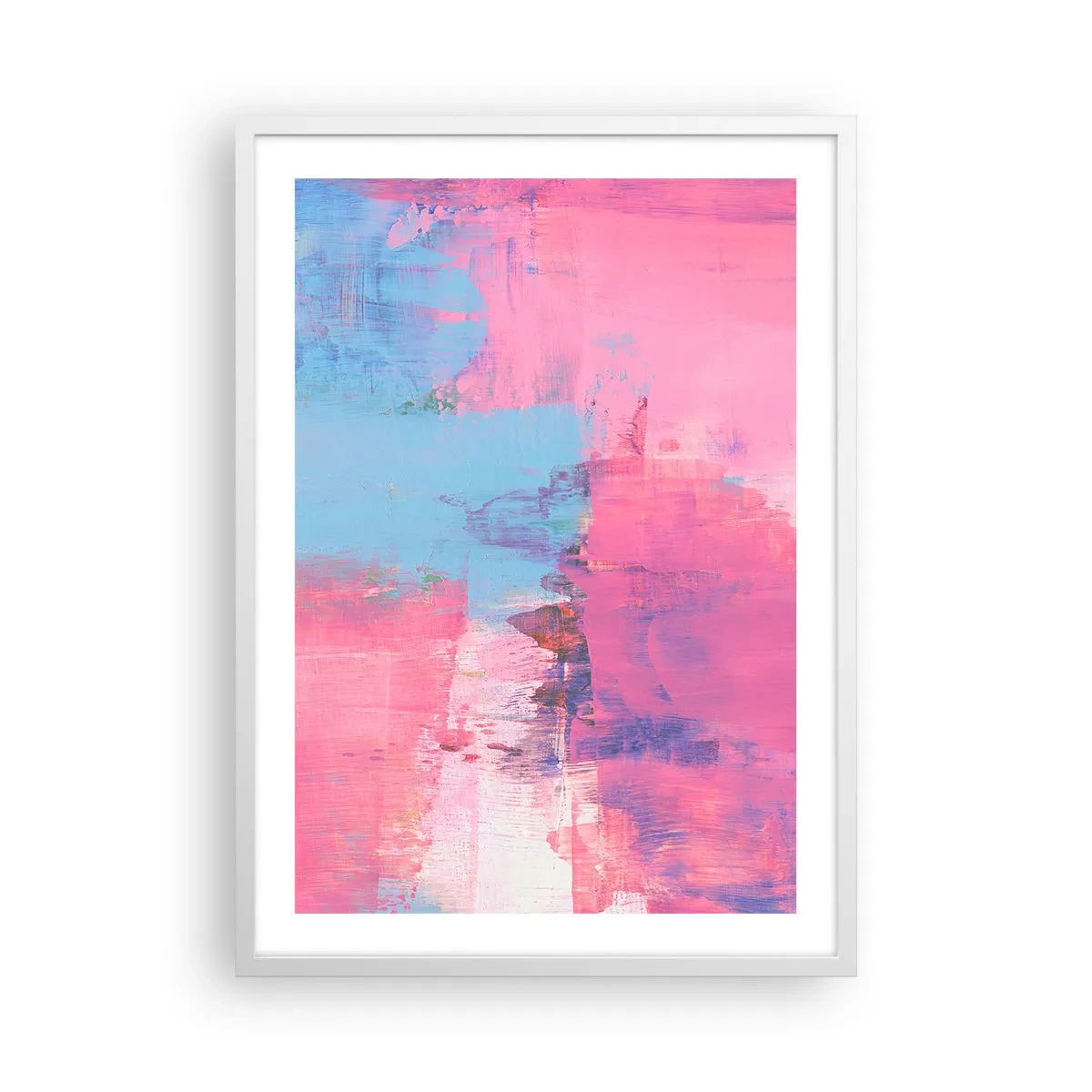 Póster en marco blanco - Rosa, azul y una pizca de luz - 50x70 cm