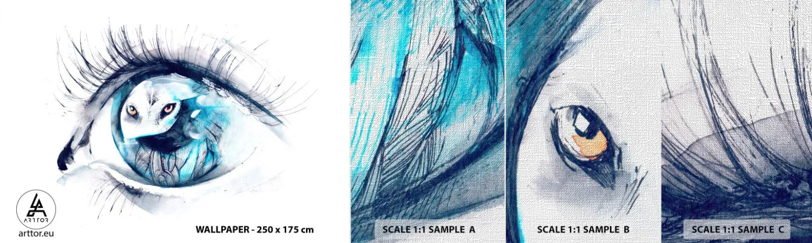 Muestra de fotomural Premium Canvas - Ojo con la naturaleza - Abstracción, Ojo, Búho - 100x30 cm
