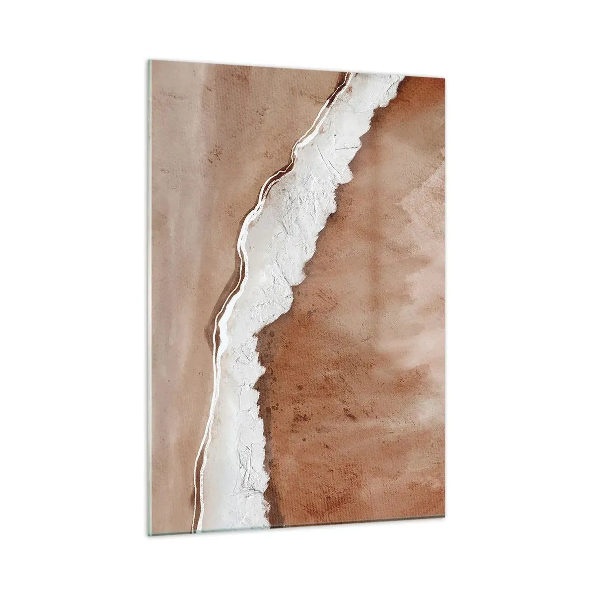 Cuadro sobre vidrio - Impresiones sobre Vidrio - Estructura artística en tonos tierra y blanco. - 50x70cm - En colores terrosos - Decoración de pared moderna para salón y dormitorio ARTTOR