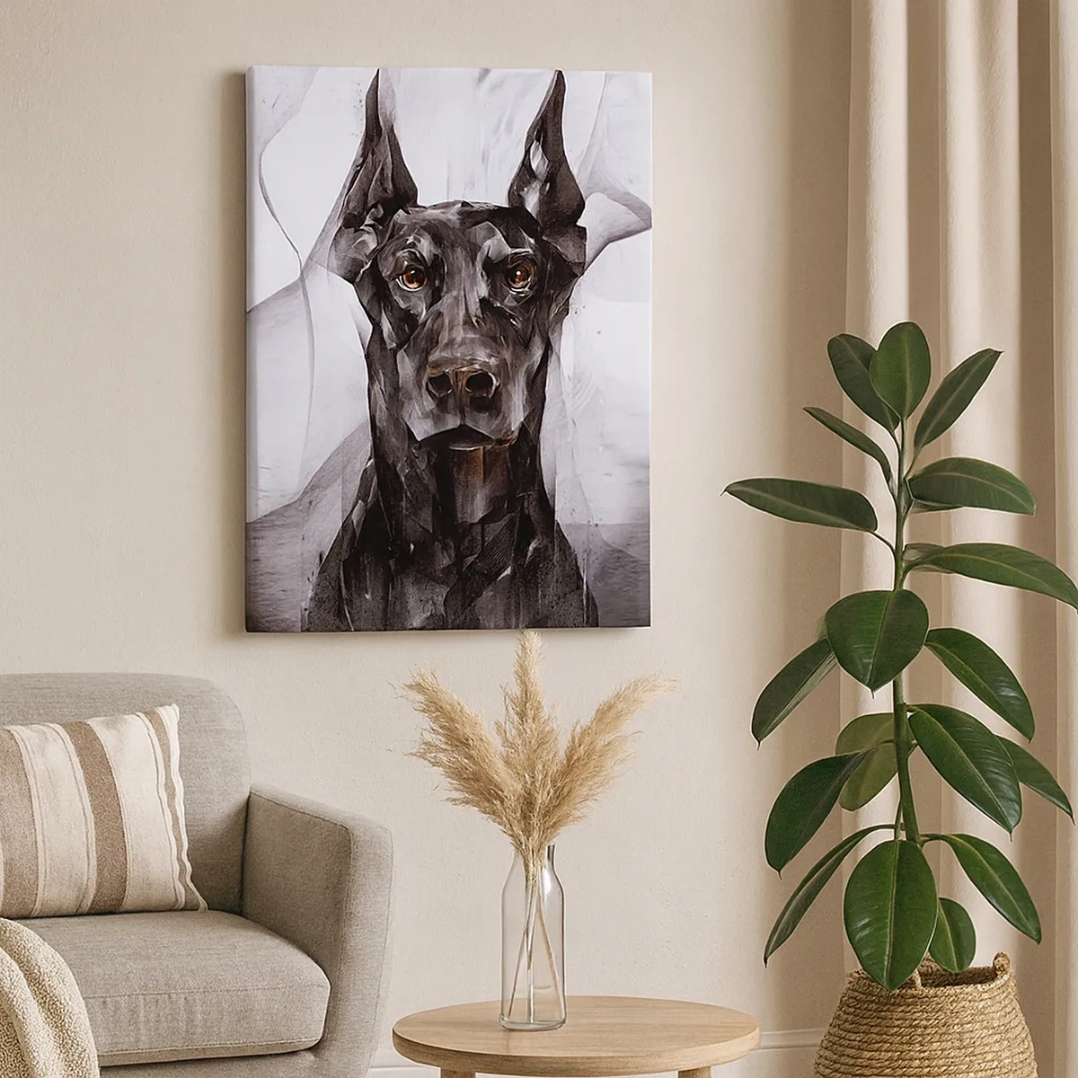 Cuadro sobre lienzo - Impresión de Imagen - Retrato abstracto de un perro en un enfoque artístico - 50x70cm - Nacido noble - Decoración de pared moderna para salón y dormitorio ARTTOR