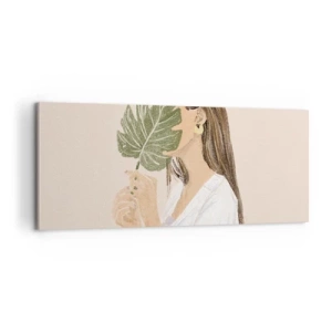 Cuadro sobre lienzo - Impresión de Imagen - Retrato misterioso con un abanico - 100x40 cm