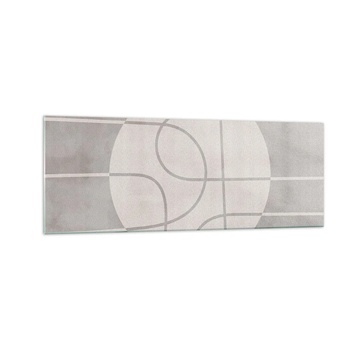 Cuadro sobre vidrio - Impresiones sobre Vidrio - Patrón geométrico en tonos grises y blancos. - 140x50cm - Circular y rectilíneo - Decoración de pared moderna para salón y dormitorio ARTTOR