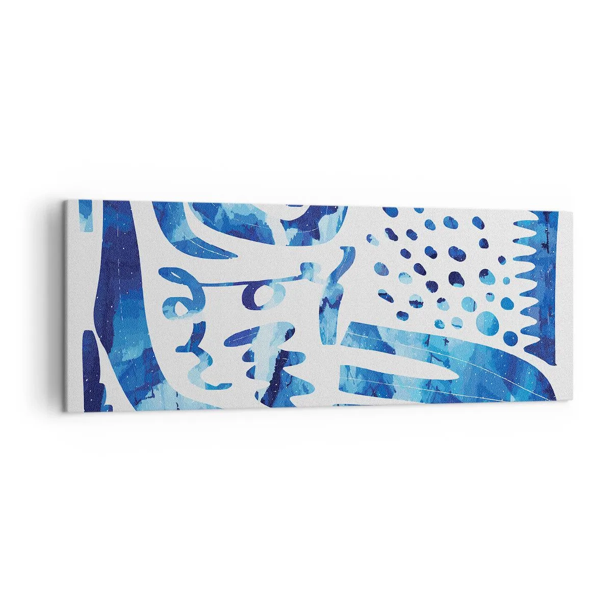 Cuadro sobre lienzo - Impresión de Imagen - Patrón abstracto en tonos azules - 140x50cm - Vuelta a las raíces - Decoración de pared moderna para salón y dormitorio ARTTOR
