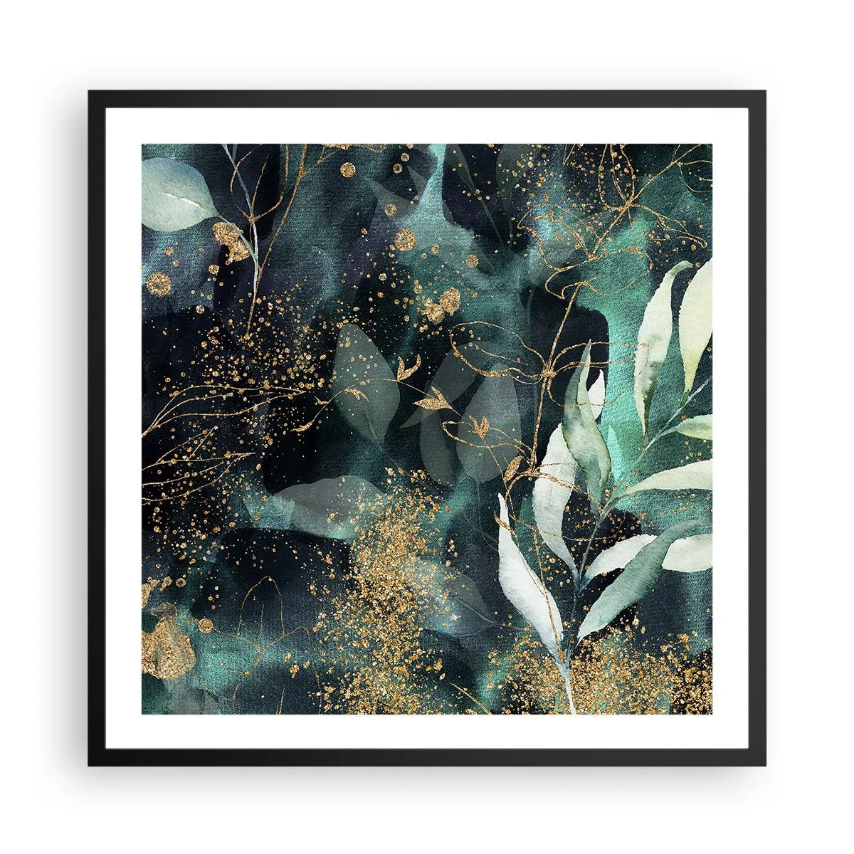 Póster en marco negro - Jardín encantado - 60x60 cm