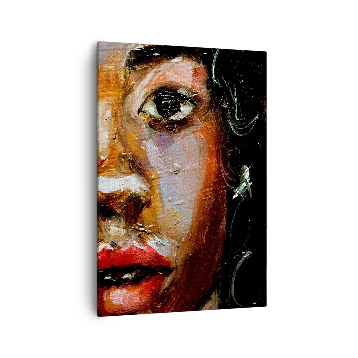 Cuadro sobre lienzo - Impresión de Imagen - Un retrato expresivo de una mujer en colores intensos. - 70x100cm - La mitad de mi ser - Decoración de pared moderna para salón y dormitorio ARTTOR