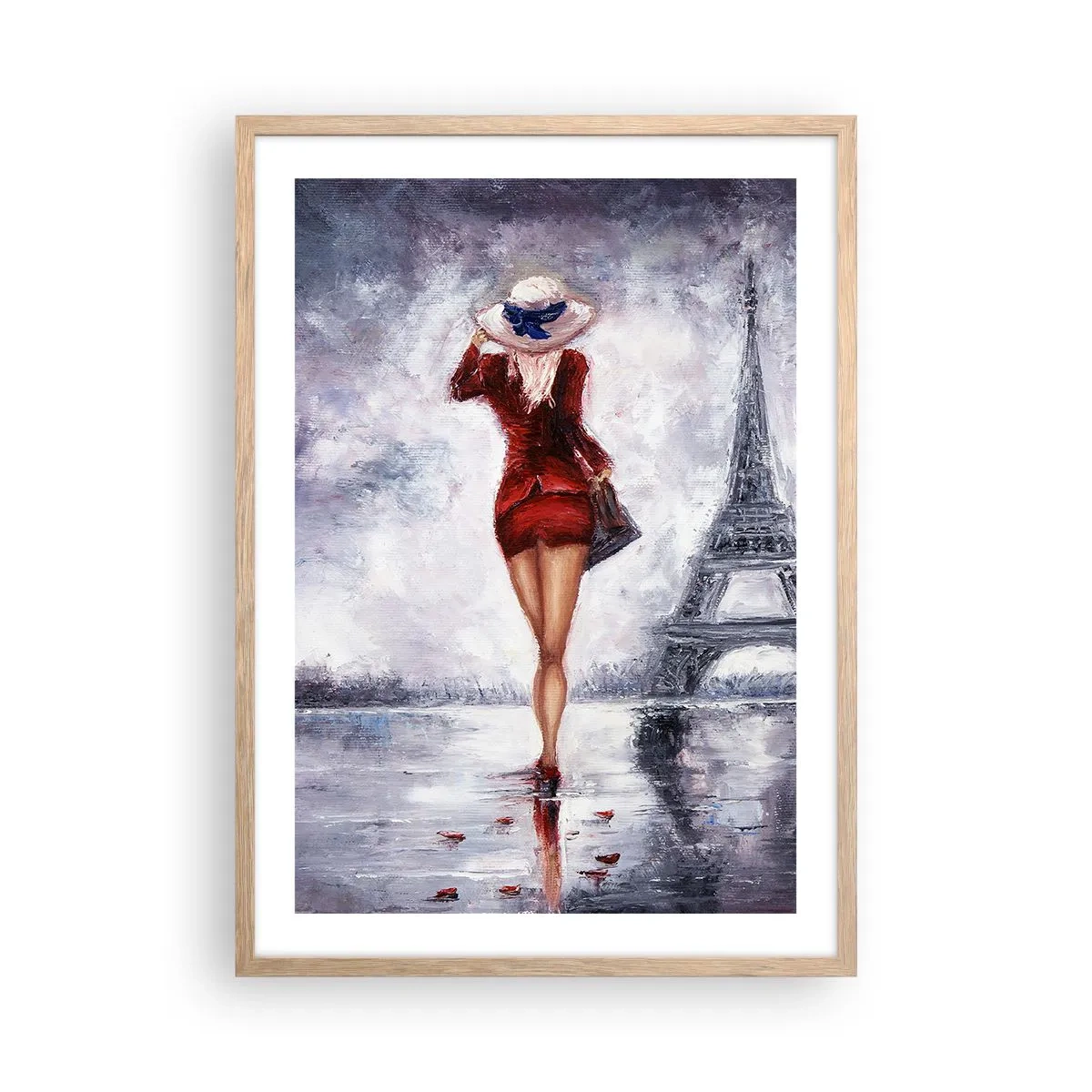 Póster en marco roble claro - Símbolos parisinos - 50x70 cm