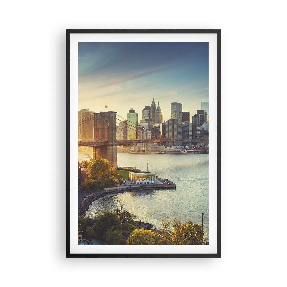 Póster en marco negro - El amanecer de la gran ciudad - 61x91 cm