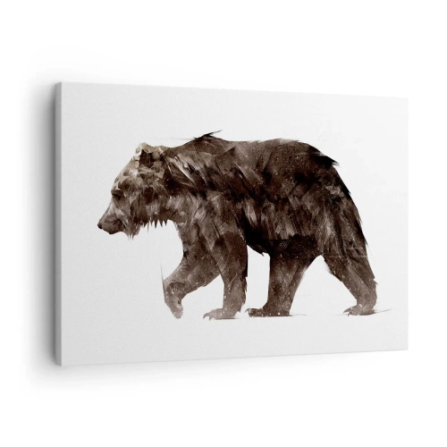 Cuadro sobre lienzo - Impresión de Imagen - Silueta artística de un oso - 70x50cm - Elegante y poderoso - Decoración de pared moderna para salón y dormitorio ARTTOR