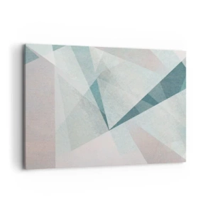 Cuadro sobre lienzo - Impresión de Imagen - Formas geométricas en tonos pastel de azul y gris. - 100x70cm - Tranquilo pero dinámico - Decoración de pared moderna para salón y dormitorio ARTTOR