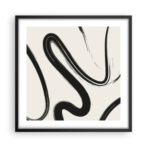 Póster en marco negro - Fantasía en blanco y negro - 50x50 cm