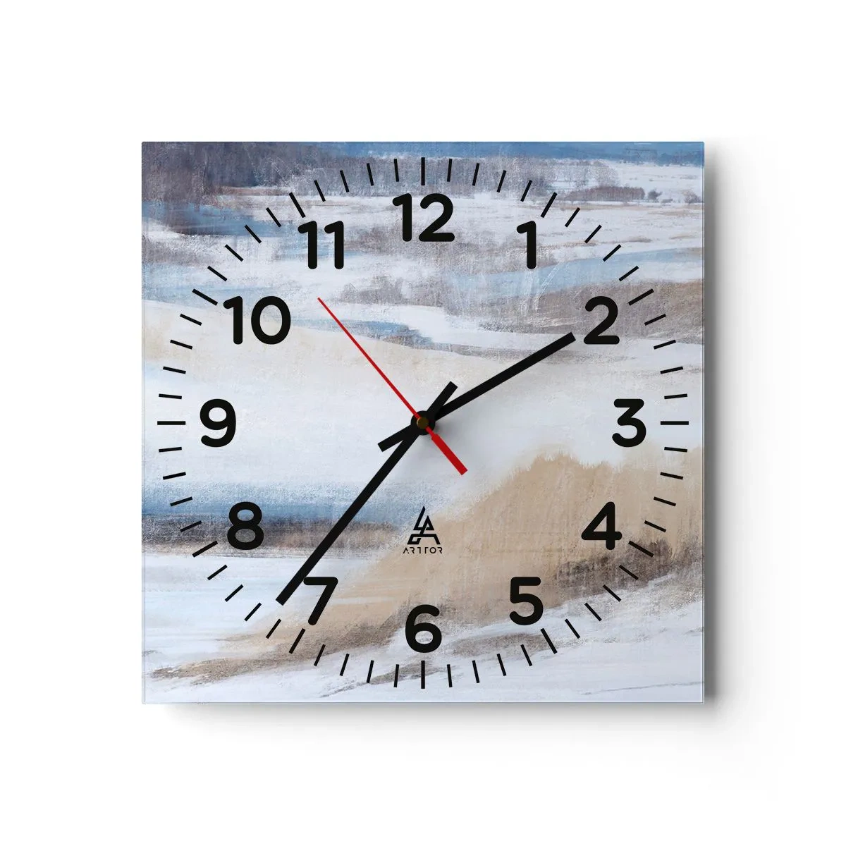 Reloj de pared - Reloj de vidrio - Composición invernal - 40x40 cm