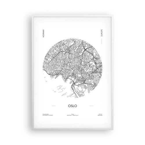 Póster en marco blanco - Anatomía de Oslo - 70x100 cm