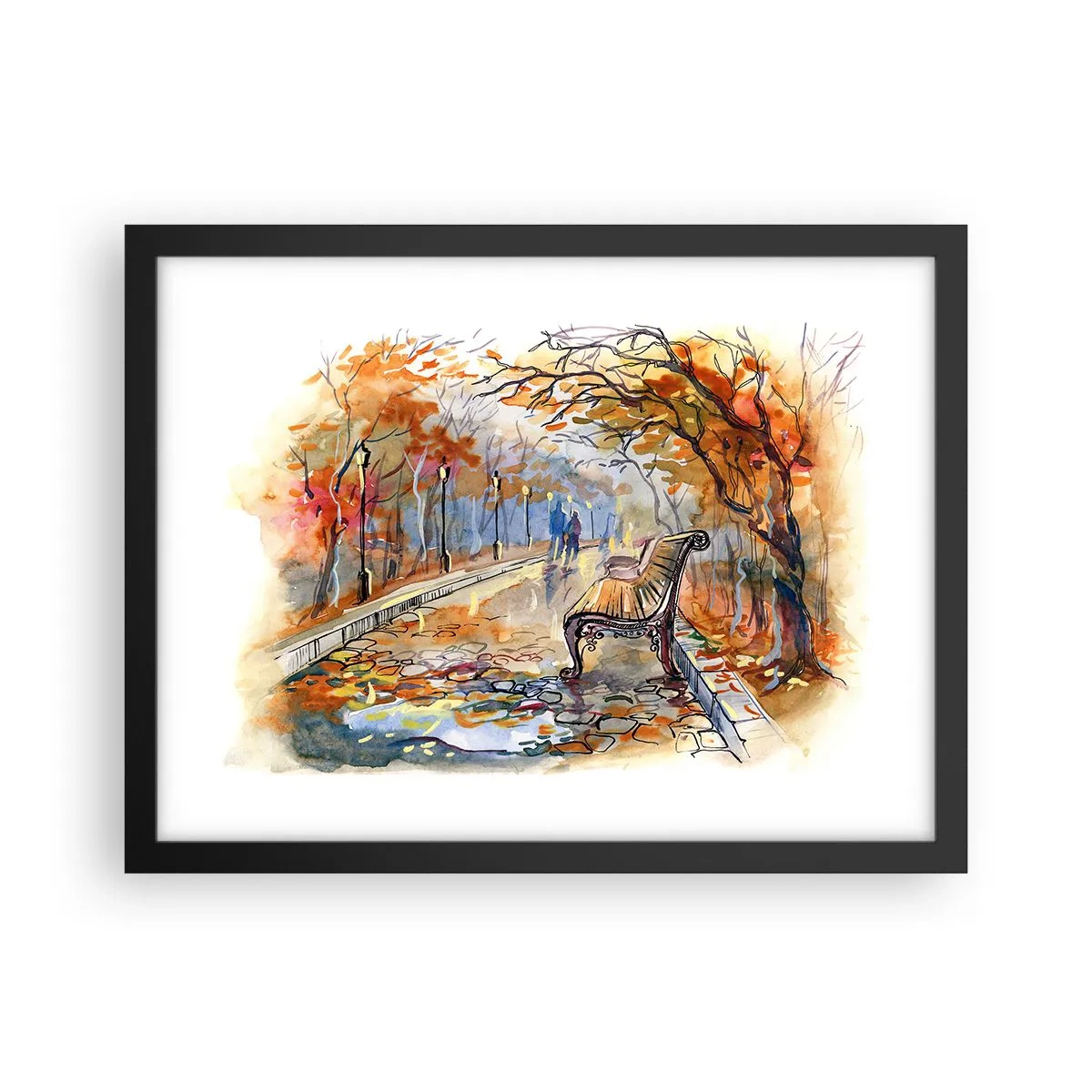 Póster en marco negro - Caminemos juntos hacia el otoño - 40x30 cm
