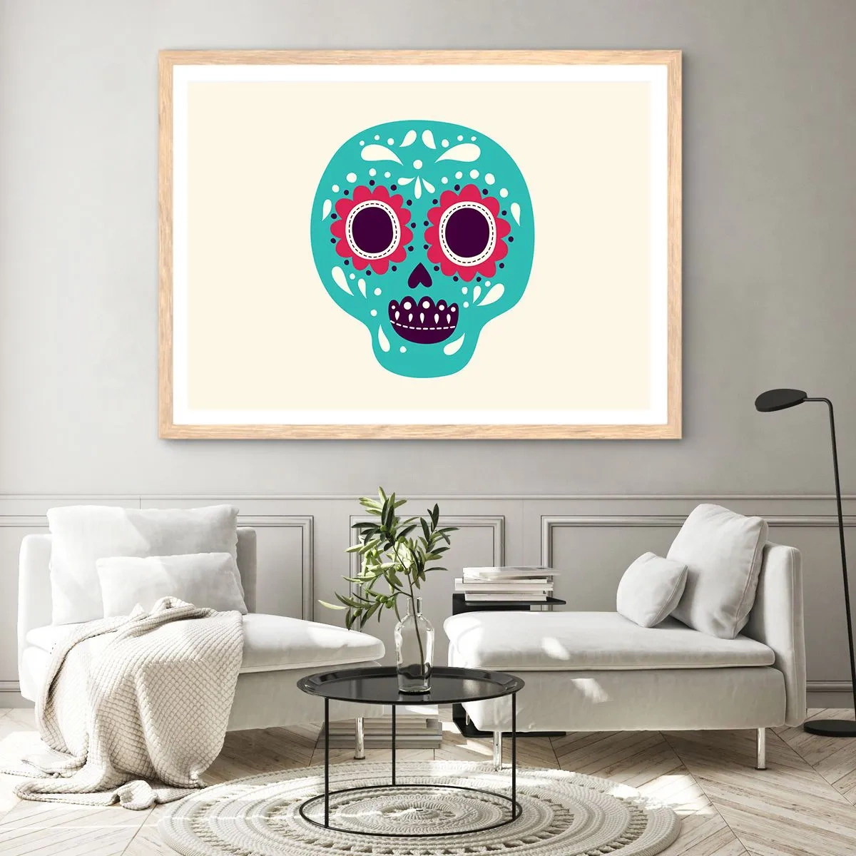 Póster en marco roble claro - La vida: diversión hasta la muerte - 100x70 cm