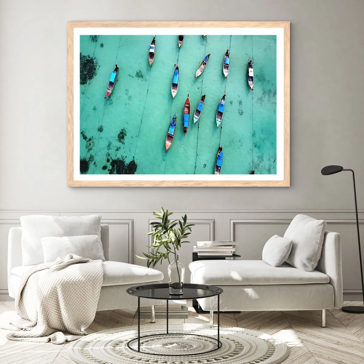 Póster en marco roble claro - En alegre espera - 100x70 cm