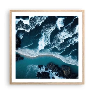 Póster en marco roble claro - Rodeadas por las olas - 60x60 cm