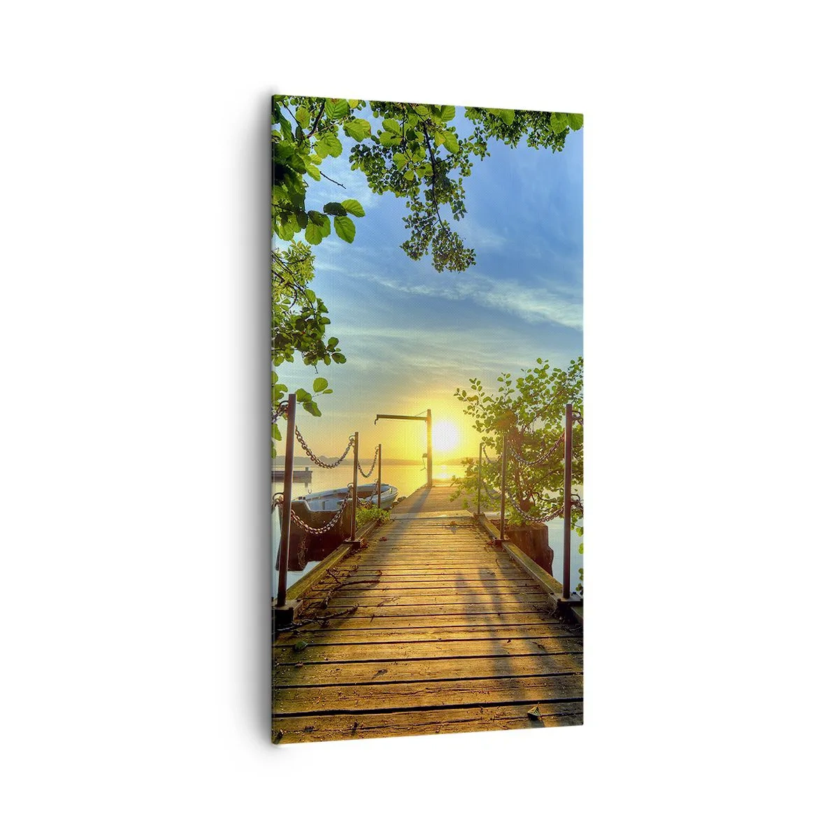 Cuadro sobre lienzo - Impresión de Imagen - Atardecer junto al agua - 65x120 cm