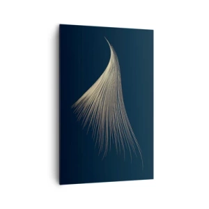 Cuadro sobre lienzo - Impresión de Imagen - Una delicada línea similar a una pluma sobre un fondo azul marino. - 80x120cm - Como el cabello de un ángel - Decoración de pared moderna para salón y dormitorio ARTTOR