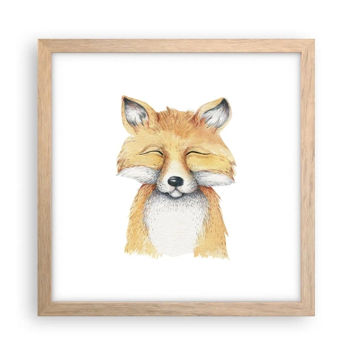 Póster en marco roble claro - Humor de zorro - 30x30 cm