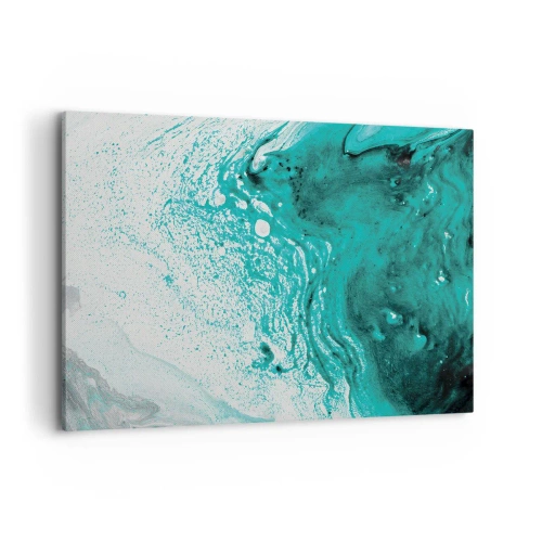 Cuadro sobre lienzo - Impresión de Imagen - Composición abstracta en tonos turquesa sobre fondo blanco. - 120x80cm - Disolución en blanco y turquesa - Decoración de pared moderna para salón y dormitorio ARTTOR