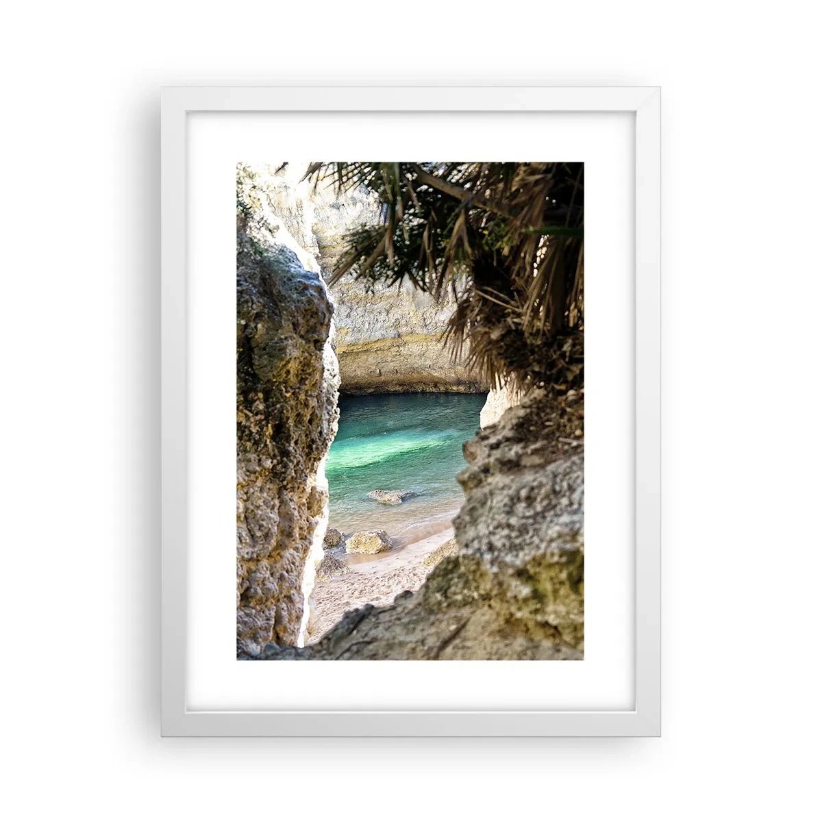 Póster en marco blanco - Bahía turquesa - 30x40 cm