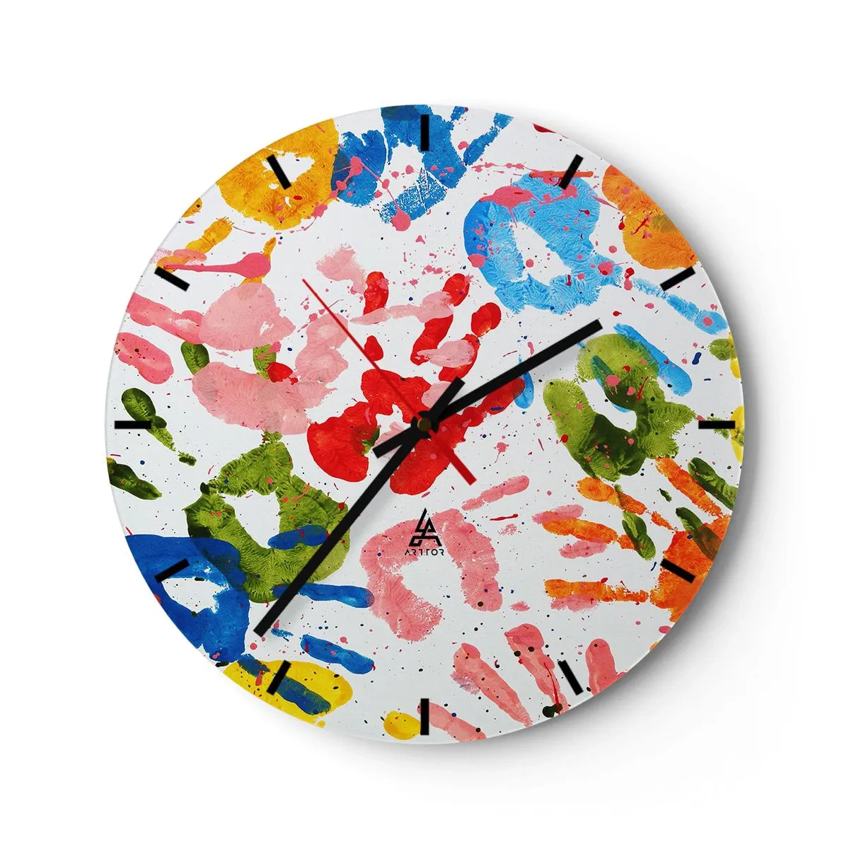 Reloj de pared - Reloj de vidrio - Juego de manos - 40x40 cm