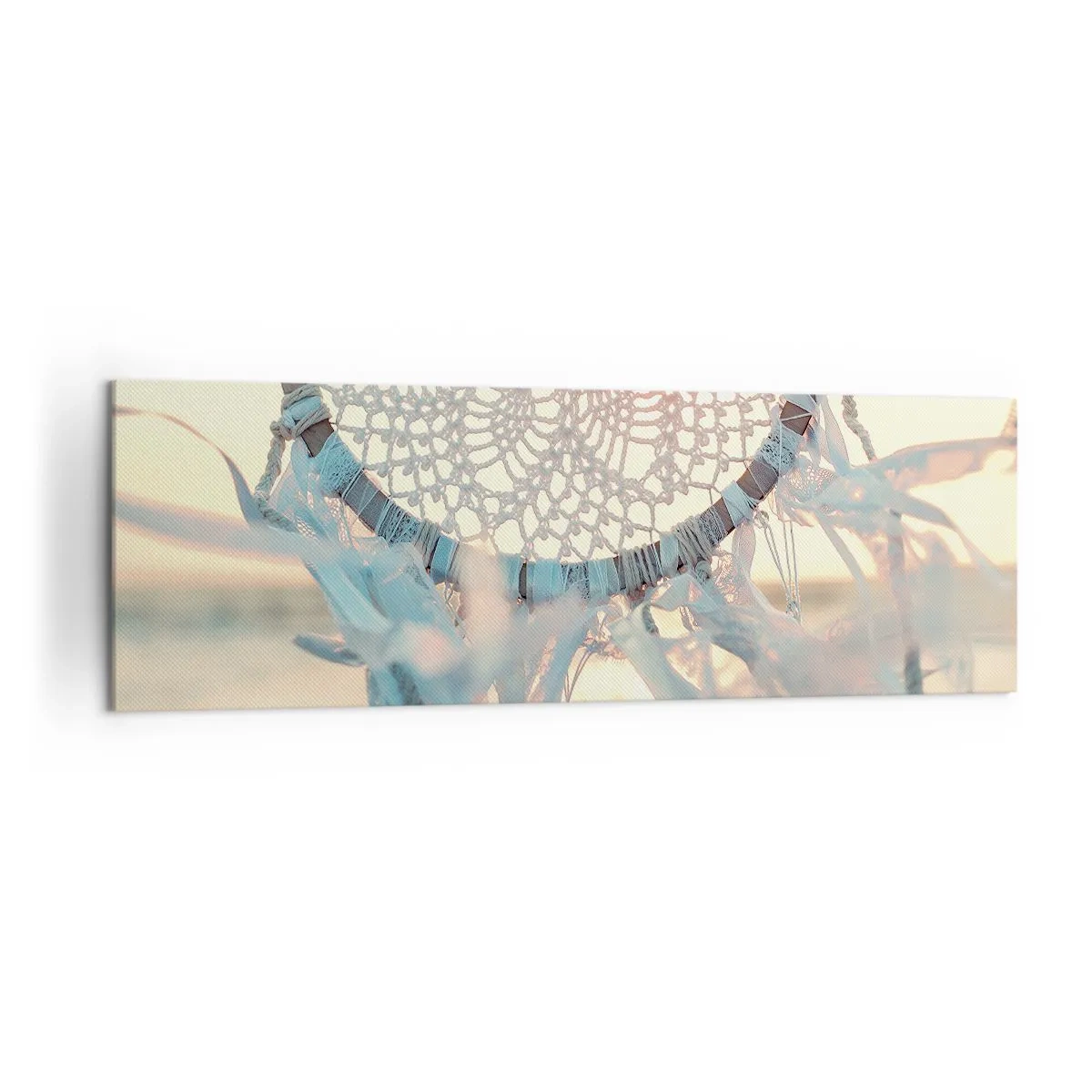 Cuadro sobre lienzo - Impresión de Imagen - Un delicado atrapasueños con el sol poniente como telón de fondo. - 160x50cm - Tótem sagrado - Decoración de pared moderna para salón y dormitorio ARTTOR