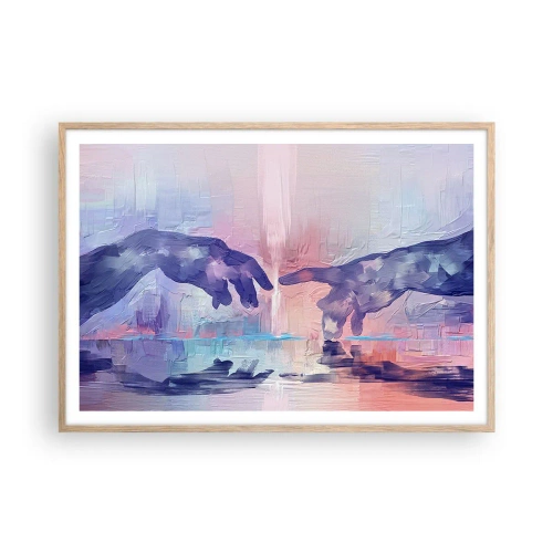 Póster en marco roble claro - Chispa divina de vida - 100x70 cm