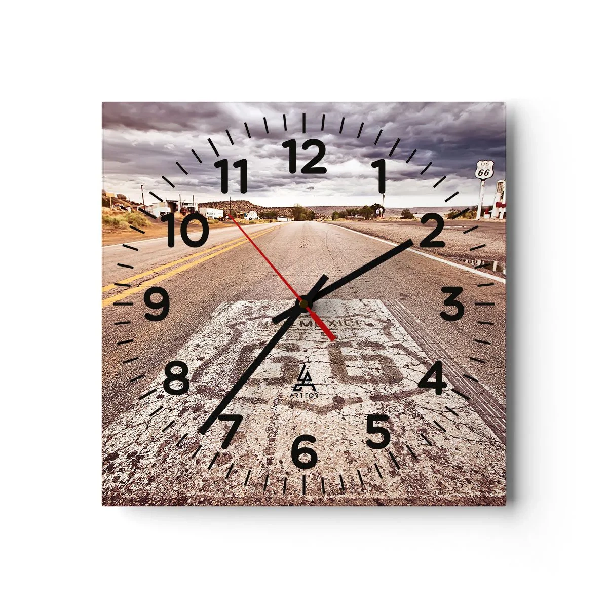 Reloj de pared - Reloj de vidrio - Mother Road: una leyenda americana - 30x30 cm