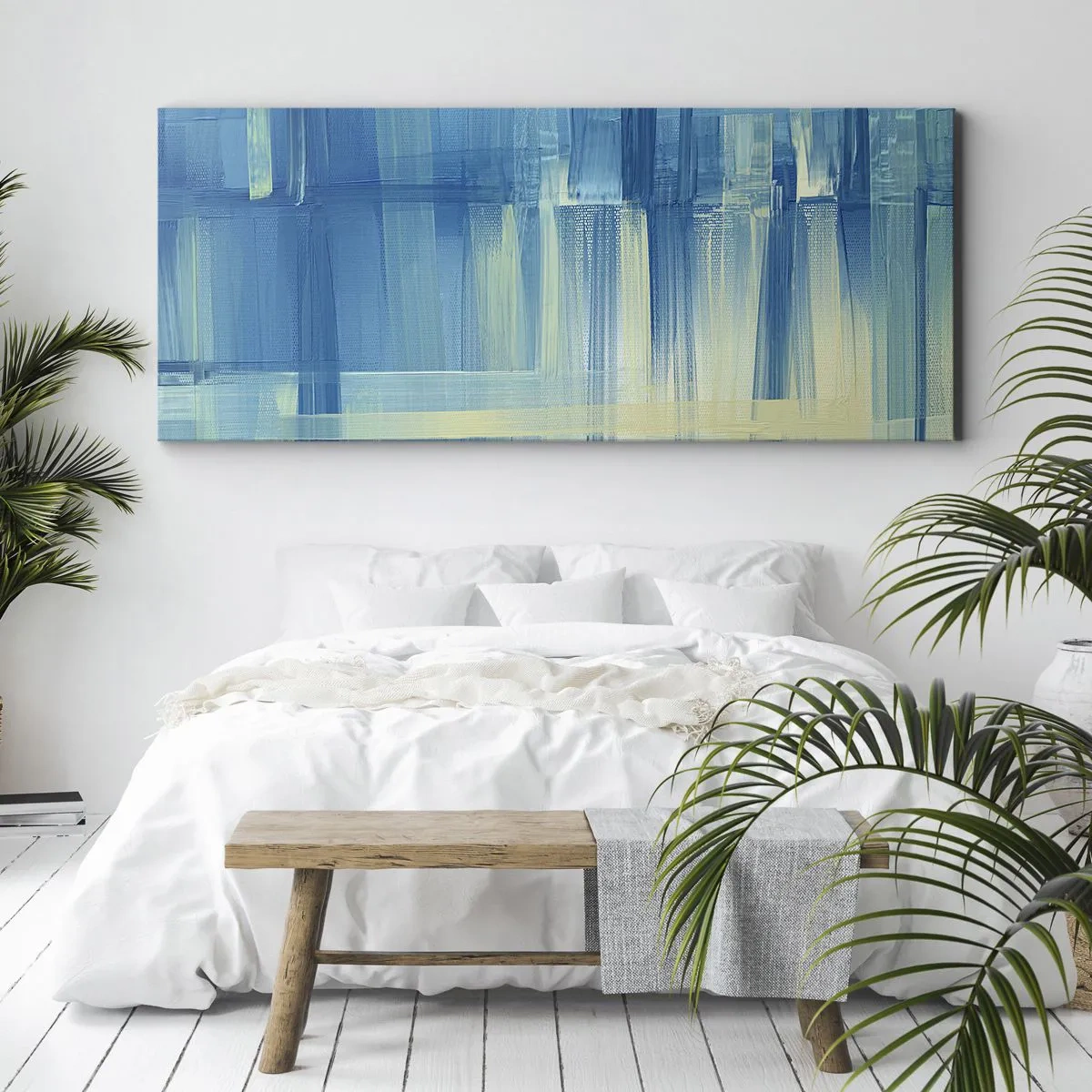 Cuadro sobre lienzo - Impresión de Imagen - Composición en turquesa - 100x40 cm