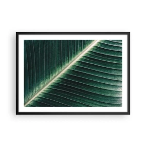 Póster en marco negro - Primer plano de la estructura de una hoja verde. - 70x50cm - El ritmo de la naturaleza - Decoración de pared moderna para salón y dormitorio ARTTOR