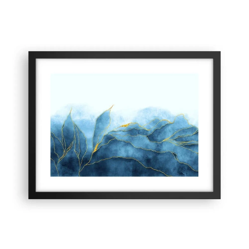 Póster en marco negro - Oro y azul - 40x30 cm