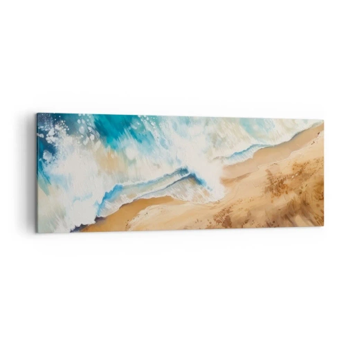 Cuadro sobre lienzo - Impresión de Imagen - Una ola del mar rompiendo contra la orilla arenosa - 140x50cm - Olas recurrentes - Decoración de pared moderna para salón y dormitorio ARTTOR