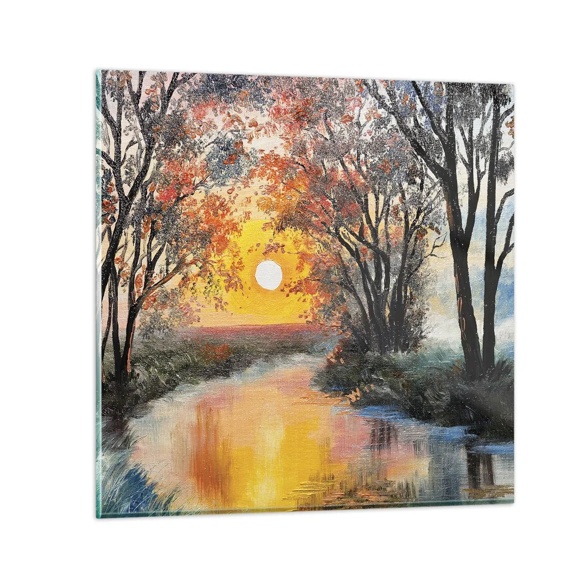 Cuadro sobre vidrio - Impresiones sobre Vidrio - Ambiente otoñal - 30x30 cm