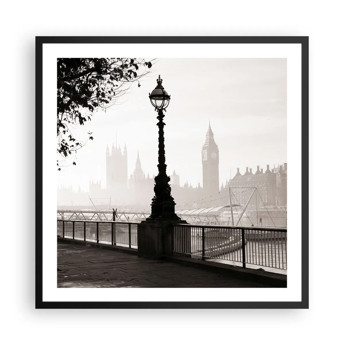 Póster en marco negro - La mañana de Londres - 60x60 cm