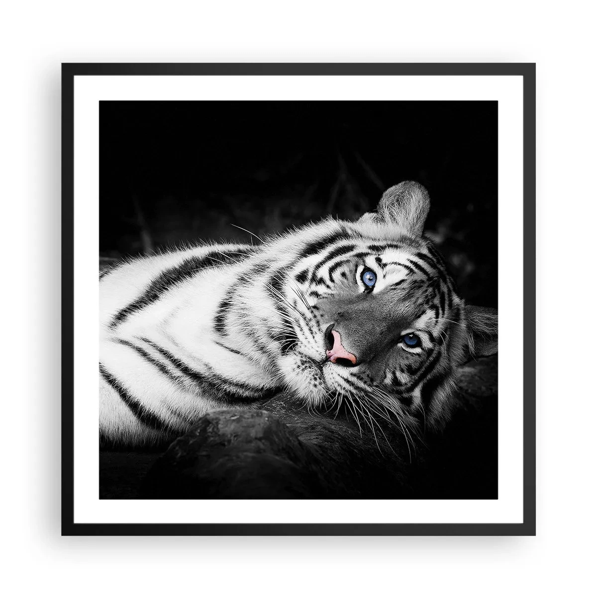 Póster en marco negro - Salvaje y tranquilo - 60x60 cm