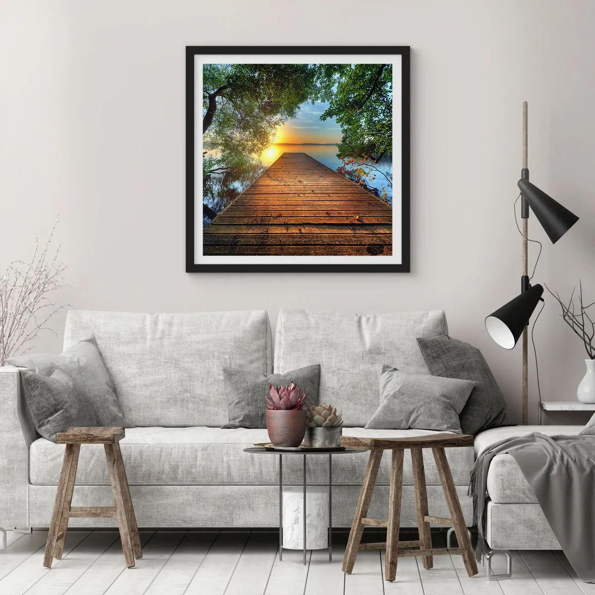Póster en marco negro - Tómate tu tiempo, siéntate - 30x30 cm