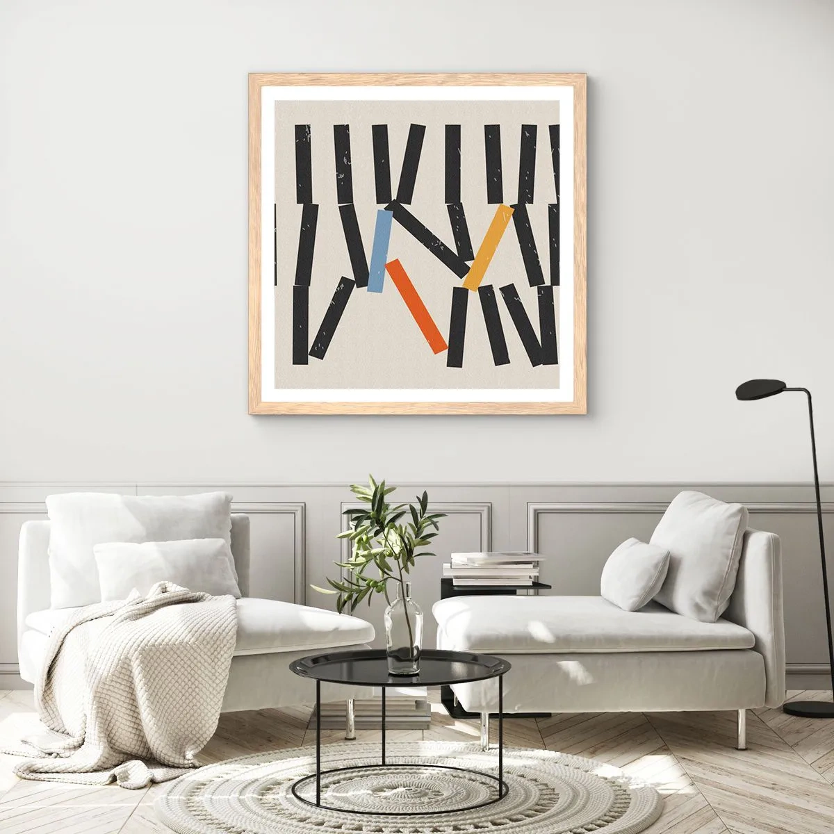 Póster en marco roble claro - Dominó - composición - 30x30 cm